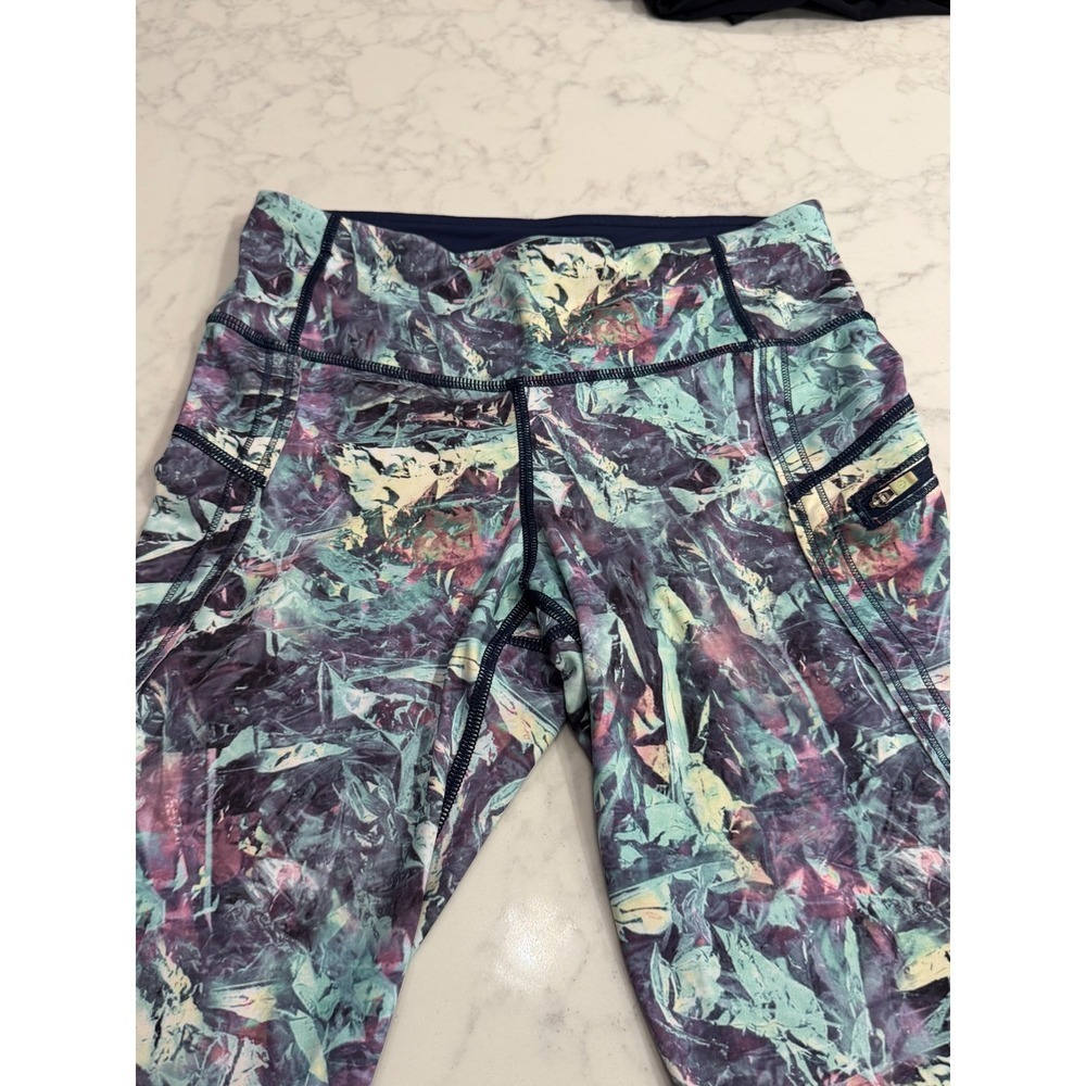 Lululemon Top Speed Crop 21 Iridescent Multi Abstract Running Leggings Womens 4 - Picture 8 of 9